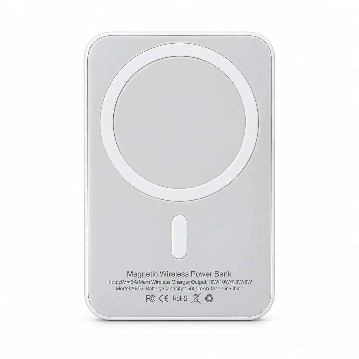 White Magnetic Power Bank — Back