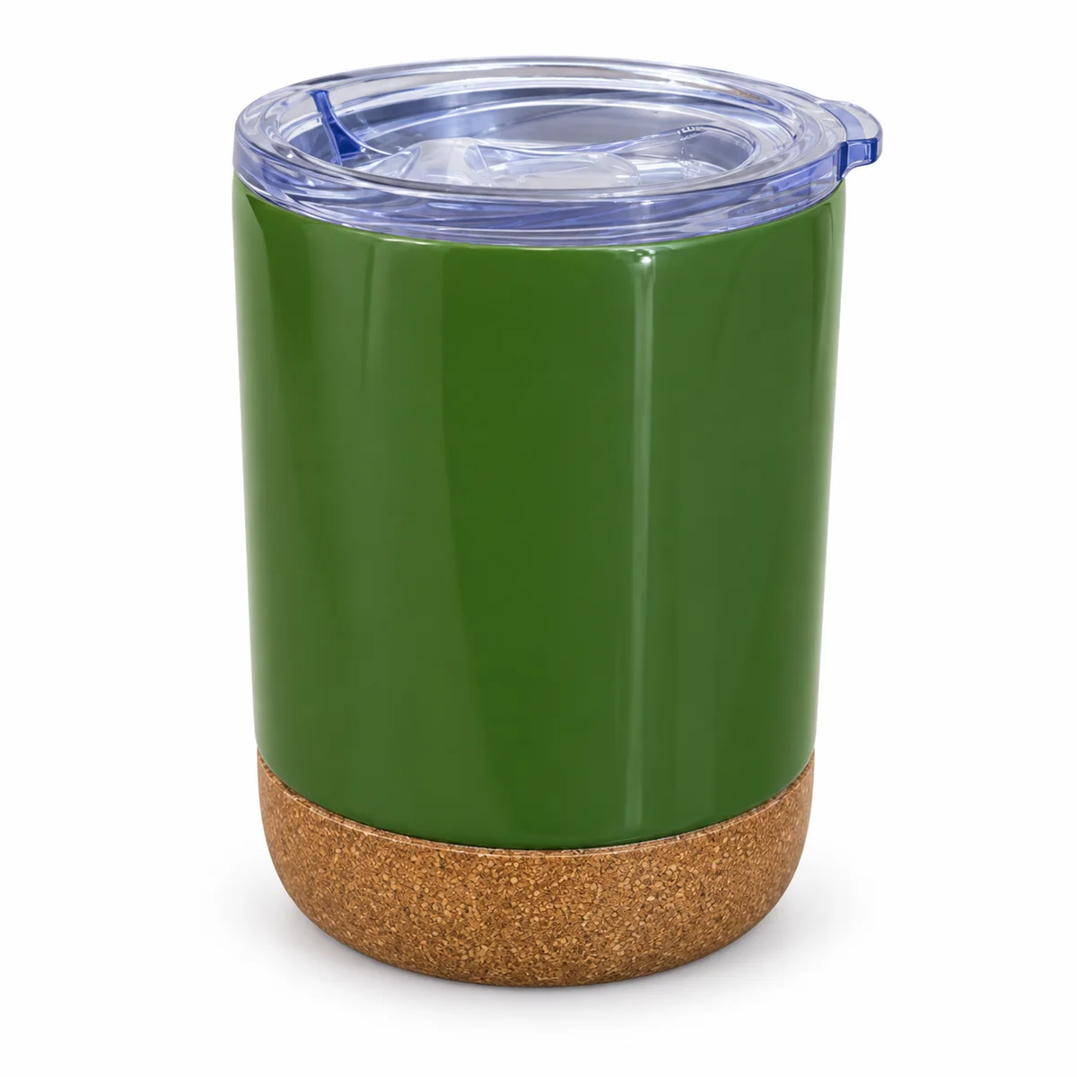 Green Tumbler with Wood-Tone Base