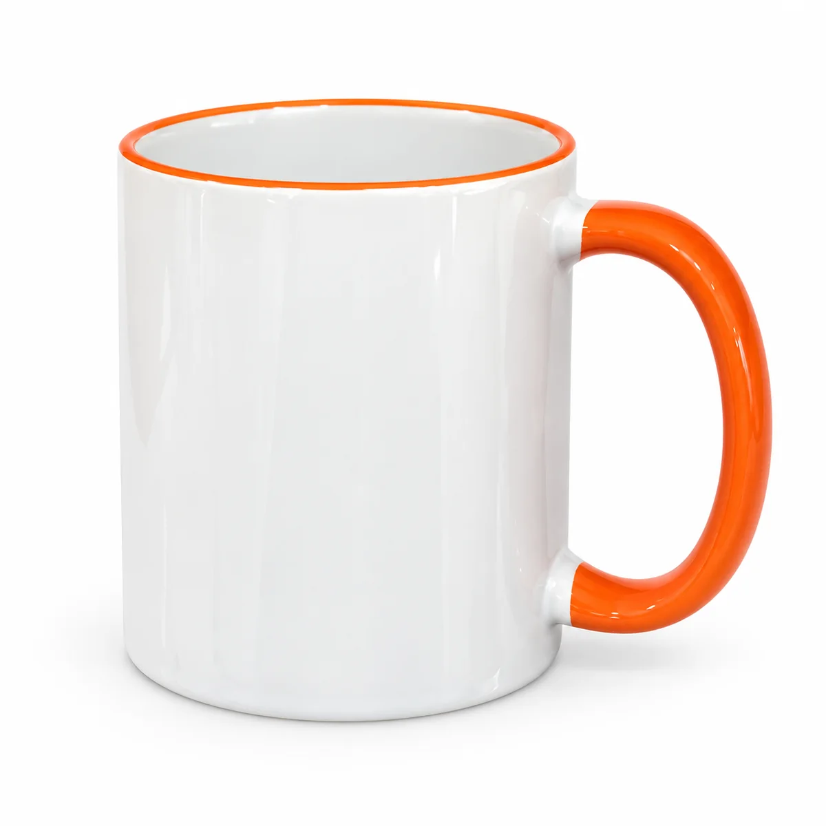 White Mug with Orange Handle & Rim